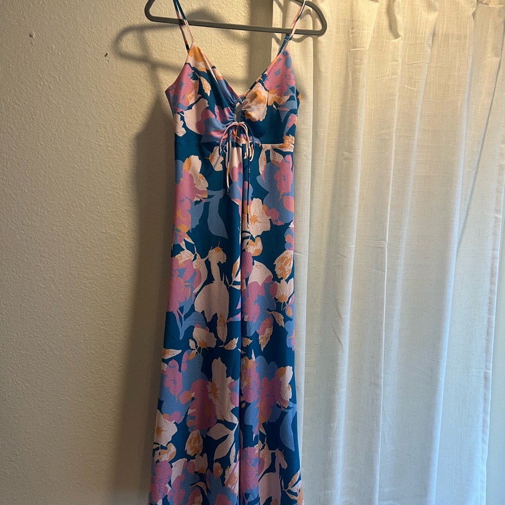 En Creme Floral Maxi Dress - Blue and Pink